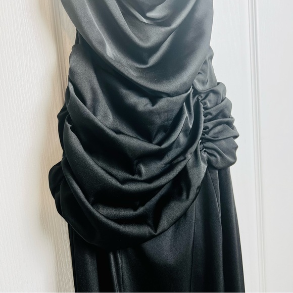 NWT For Love and Lemons Willa Ruched Formal Satin Maxi Gown Dress Small S Black - Picture 9 of 10